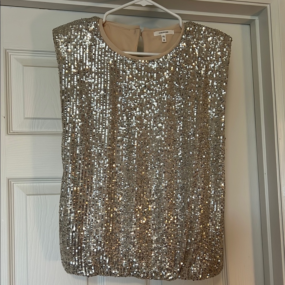 Maurices Silver Sequin Blouse Sleeveless